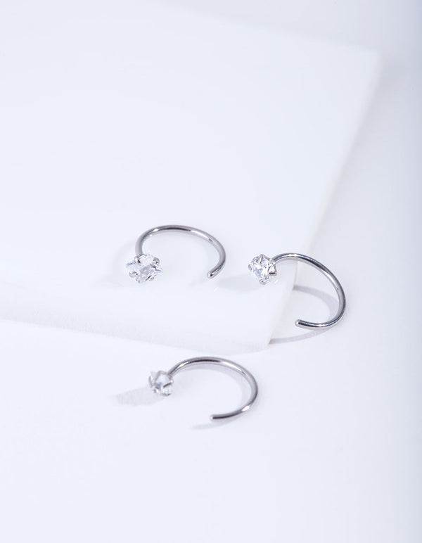 Crystal Nail Nose Ring 3 Pack