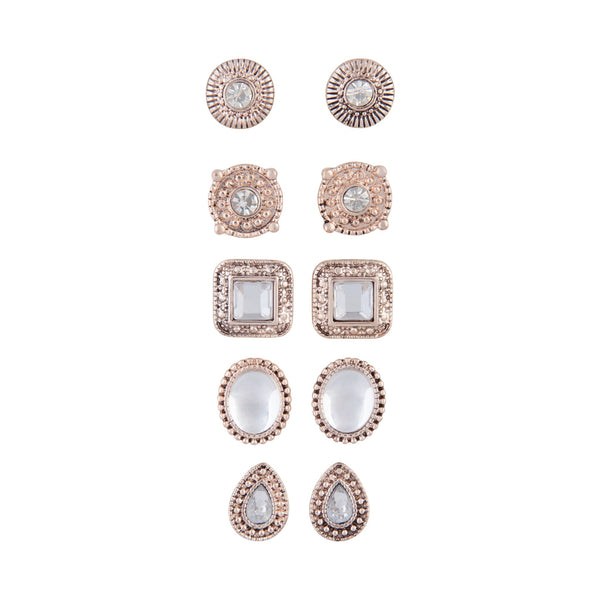 Rose Gold Art Deco Clip-On Earring 5 Pack