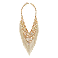 Gold Chain Link Fringe Necklace - link has visual effect only