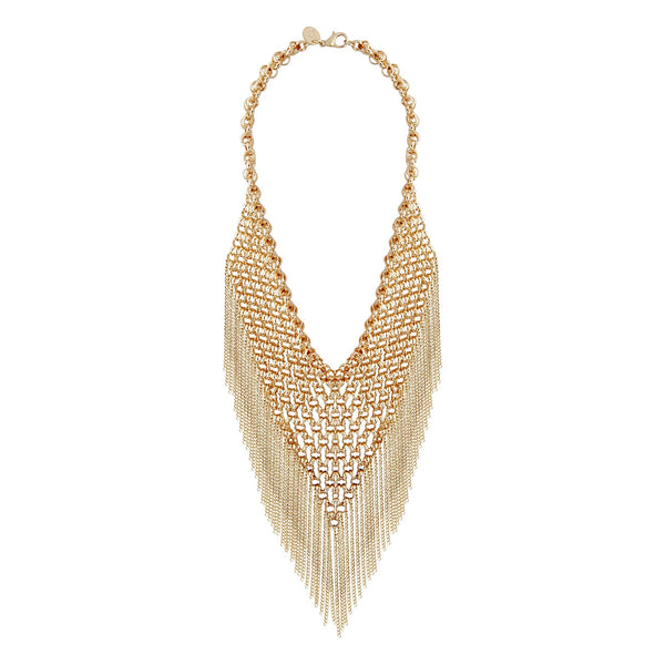 Gold Chain Link Fringe Necklace