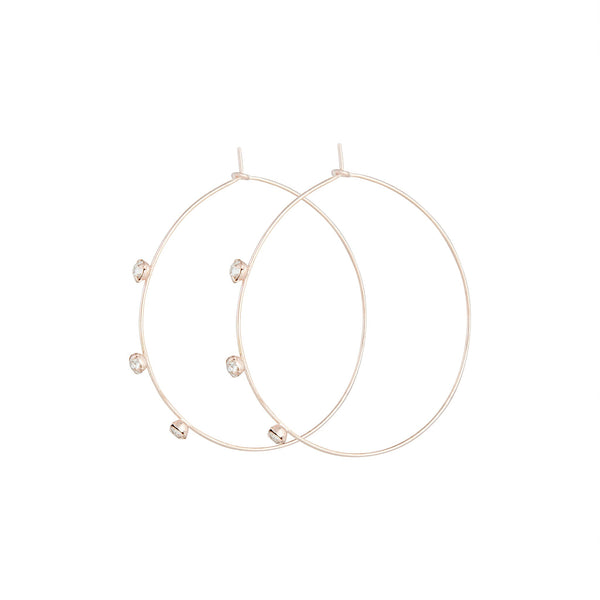 Rose Gold Diamante Trio Hoop Earrings