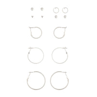 Silver Diamante Stud Hoop Earring Pack - link has visual effect only