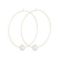 Gold Hoop Pearl Charm Earrings - link has visual effect only