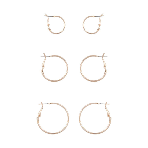 Rose Gold Sleeper Hoop Earring 3 Pack
