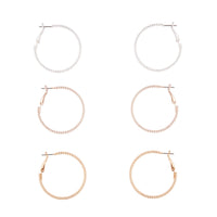 Mixed Metal Textured Hoop Earrings Trio - link has visual effect only
