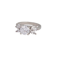 Rhodium Cubic Zirconia Navette Ring - link has visual effect only
