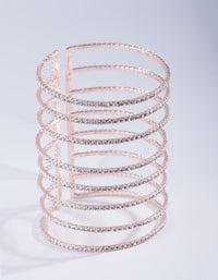 Rose Gold Diamante Row Cuff Bracelet - link has visual effect only