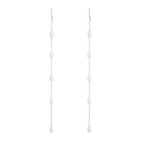 Gold Pearl Chain Drop Earrings - link has visual effect only