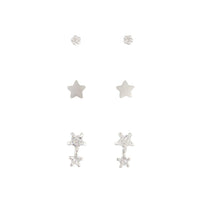 Sterling Silver Celestial Stud Earring 3 Pack - link has visual effect only