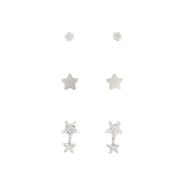 Sterling Silver Celestial Stud Earring 3 Pack
