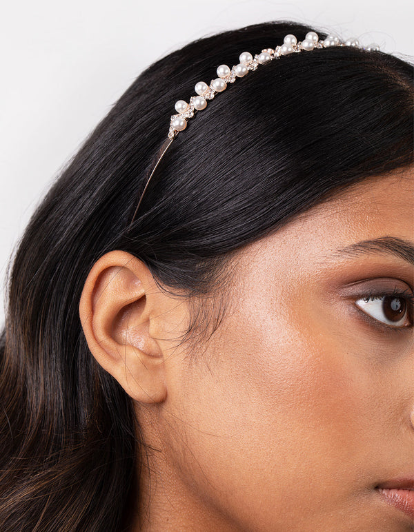 Rose Gold Pearl Diamante Headband