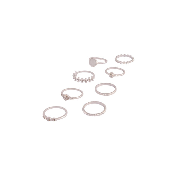 Silver Glamorous Diamante Ring 8 Pack