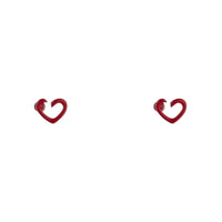 Deep Red Open Heart Stud Earrings - link has visual effect only