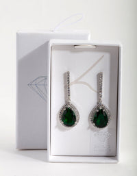 Emerald Diamond Simulant Drop Earrings - link has visual effect only