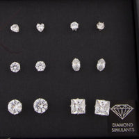 Diamond Simulant Silver Stud Earring 12 Pack - link has visual effect only
