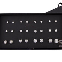 Diamond Simulant Silver Stud Earring 12 Pack - link has visual effect only