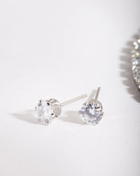 Silver Diamond Simulant Earring and Bracelet Set - link has visual effect only