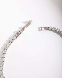 Silver Diamond Simulant Earring and Bracelet Set - link has visual effect only
