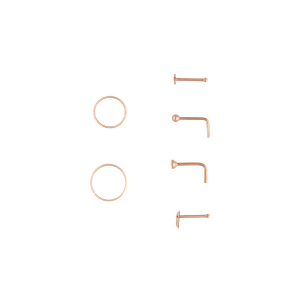 Rose Gold Fine Cross Nose Stud 6 Pack