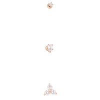 Rose Gold Surgical Steel Trio Diamante Cartilage Piercing - link has visual effect only