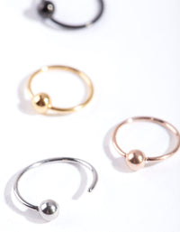 Mixed Metal Surgical Steel Ball Hoop 4 Pack - link has visual effect only