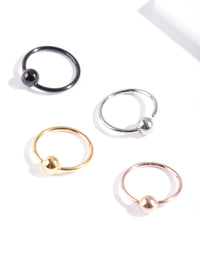 Mixed Metal Surgical Steel Ball Hoop 4 Pack - link has visual effect only