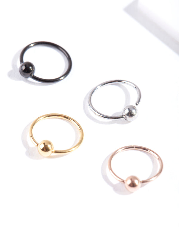 Mixed Metal Surgical Steel Ball Hoop 4 Pack