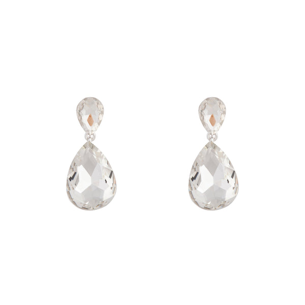 Faceted Silver Teardrop Earrings