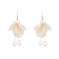 Gold White Delicate Cloud Drop Earrings - link has visual effect only