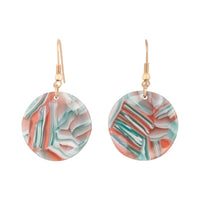 Pale Red Green Hanging Acrylic Disc Earrings - link has visual effect only