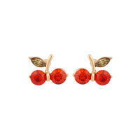 Gold Red Cherry Stud Earrings - link has visual effect only