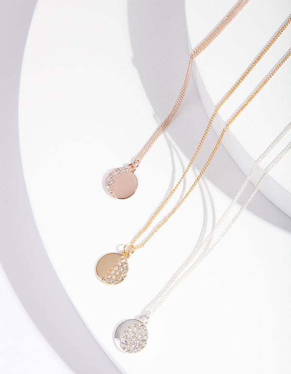 Mixed Metal Moon Phase Necklace Set