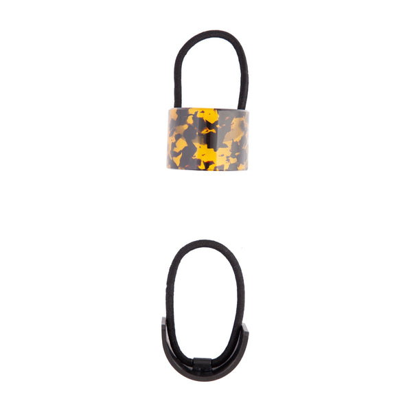 Tortoiseshell Black Ponytail Cuff Duo