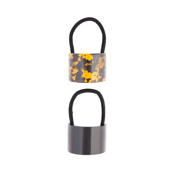 Tortoiseshell Black Ponytail Cuff Duo