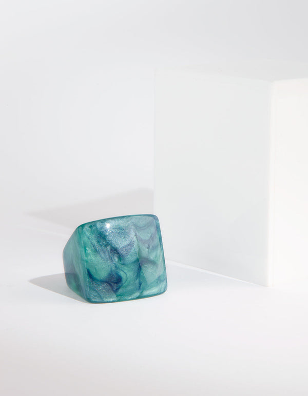 Green Acrylic Square Ring