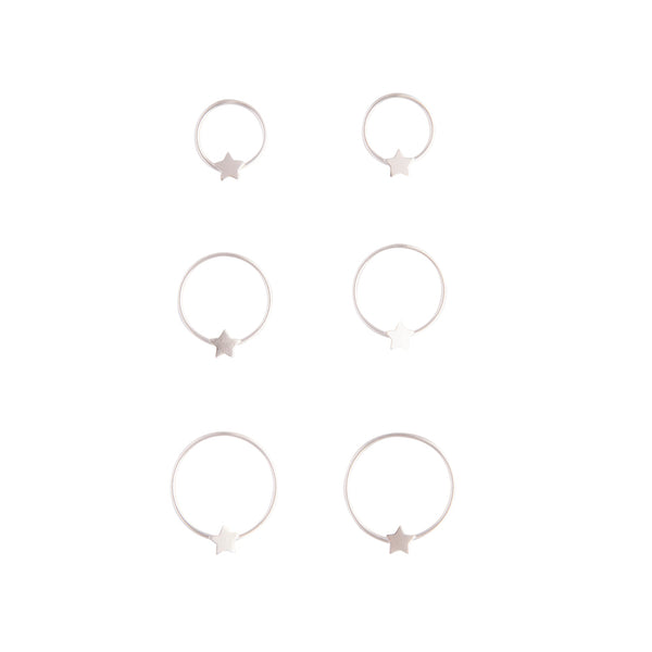 Sterling Silver Star Gradual Nose Ring 3 Pack