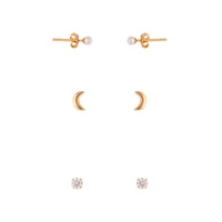 Gold Plated Sterling Silver Celestial Diamante Earring Pack - link has visual effect only