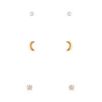 Gold Plated Sterling Silver Celestial Diamante Earring Pack - link has visual effect only