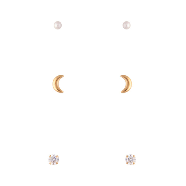 Gold Plated Sterling Silver Celestial Diamante Earring Pack