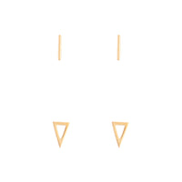 Gold Plated Sterling Silver Bar Geo Triangle Earring 2 Pack - link has visual effect only