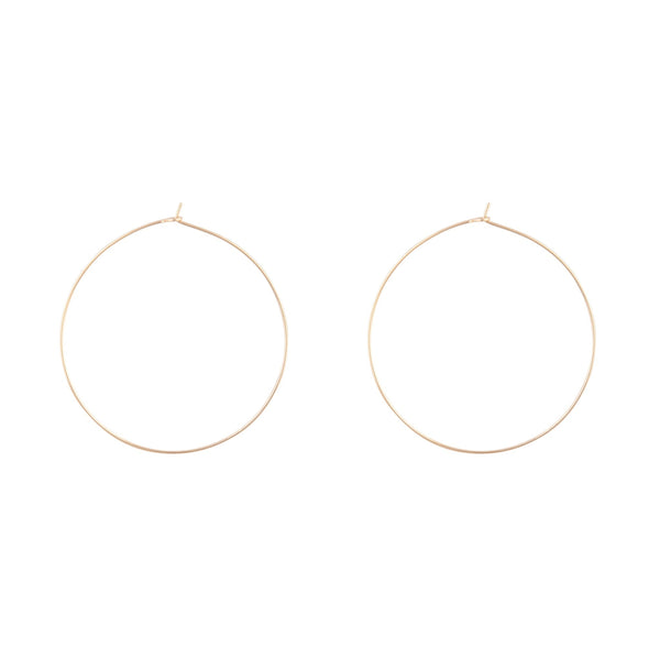 Gold 9mm Wire Hook Hoop Earrings