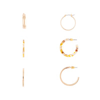Gold Acrylic Metal Hoop Earring 3 Pack - link has visual effect only