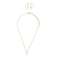 Gold Pearl Necklace Earrings Set - link has visual effect only
