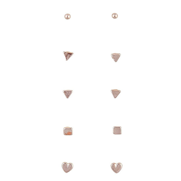 Rose Gold Micro Stud 5 Pack Earring