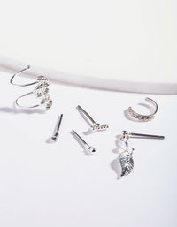 Silver Leaf Diamante Stud Pack - link has visual effect only