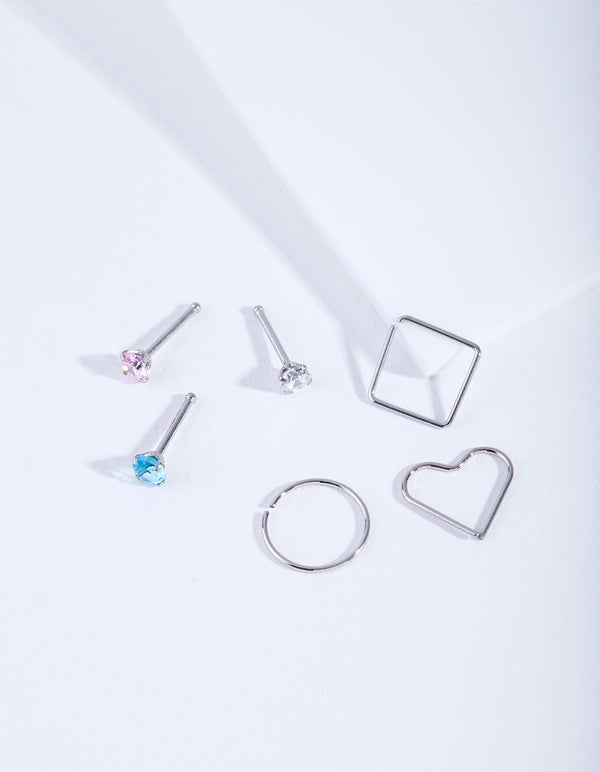 Cubic Zirconia Multi Nose 6 Pack