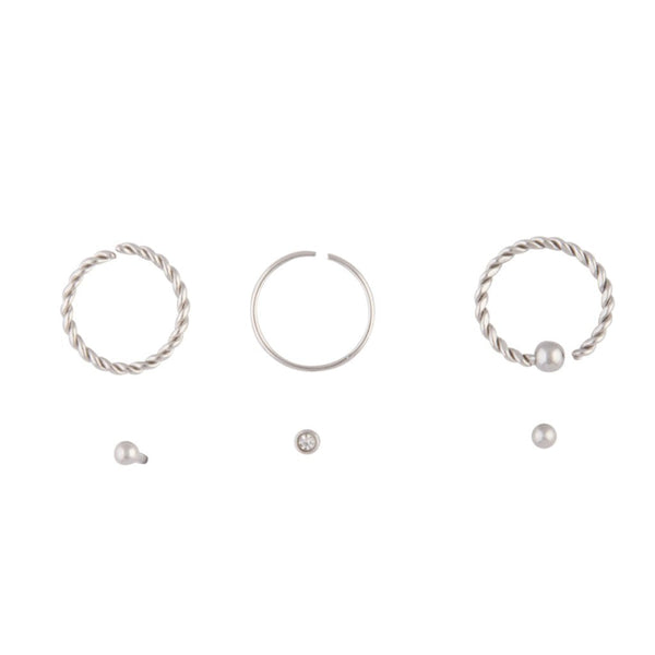 Rhodium Twisted Nose 6 Pack