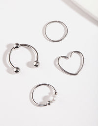 Rhodium Surgical Steel Cartilage Ring Pack - link has visual effect only