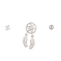 Rhodium Surgical Steel Dreamcatcher Barbell 3-Pack - link has visual effect only
