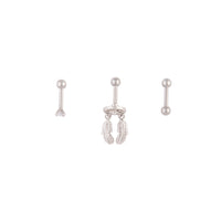 Rhodium Surgical Steel Dreamcatcher Barbell 3-Pack - link has visual effect only